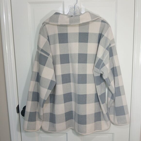 Chaps Women's L/G Plaid Buffalo Check Fleece 1/4 Zip Pullover Sweatshirt Gray - Picture 6 of 16